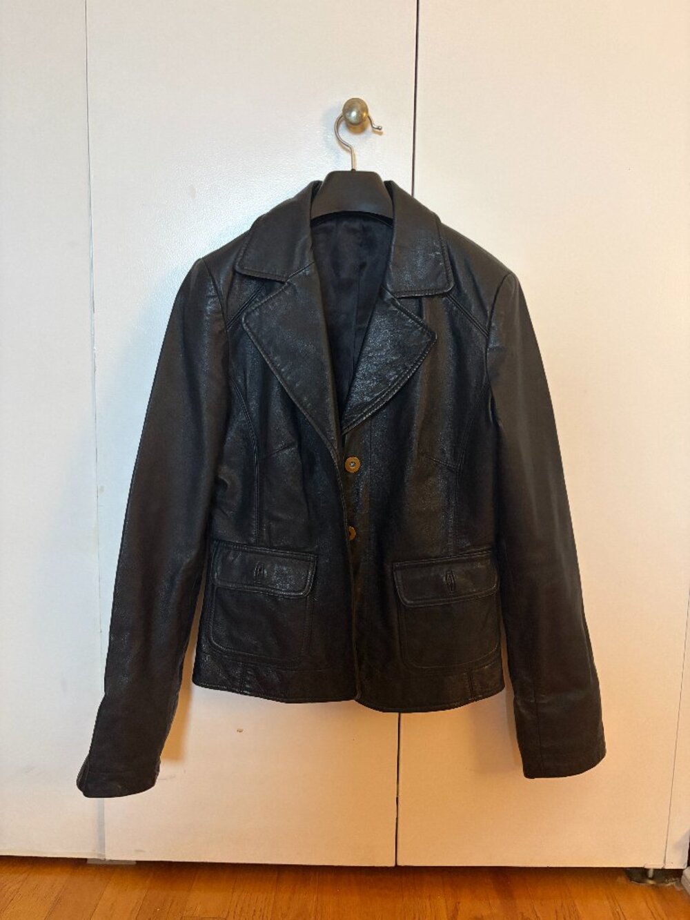 Vintage black leather blazer